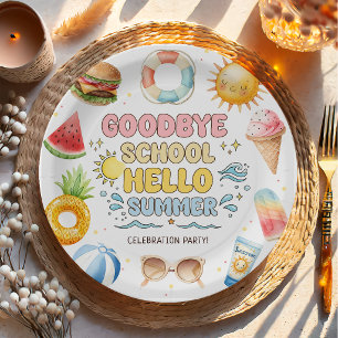 Goodbye School, Hello Summer, End of School Paper Plate