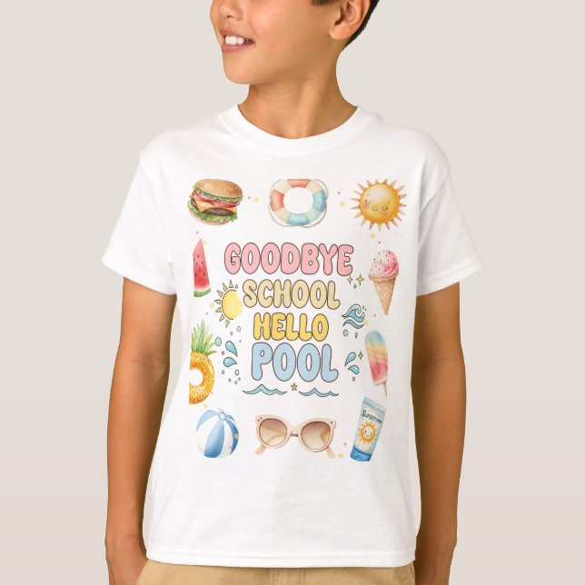 Goodbye School, Hello Summer, End of School T-Shirt (Front)