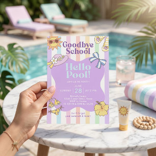 Goodbye School Hello Summer Stripes Invitation