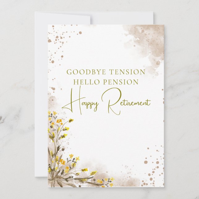 Goodbye Tension Hello Pension Elegant Retirement  Card (Front)