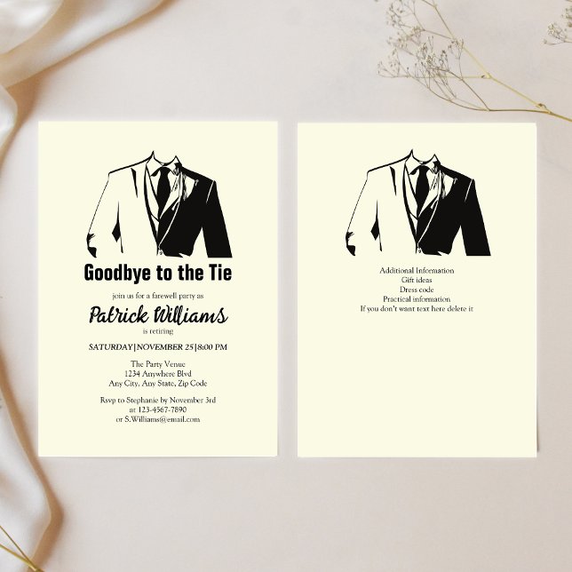 Goodbye to the Tie Corporate Men's Retirement Invitation (Creator Uploaded)