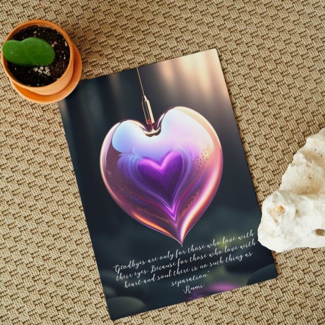 Goodbyes Rumi Quote Glass Heart Greeting Card (Creator Uploaded)