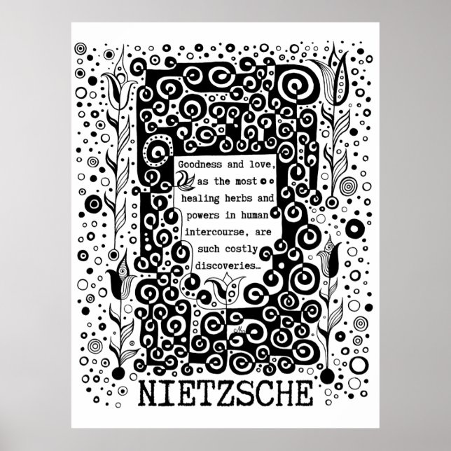 Goodness and LOVE quote by Nietzsche Poster (Front)