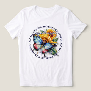Goodness at God Quote with butterfly and sunflower Tri-Blend Shirt