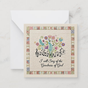 Goodness of God quilted look floral music Card