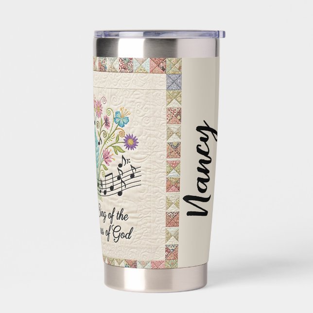 Goodness of God quilted look personalized Insulated Tumbler (Left)
