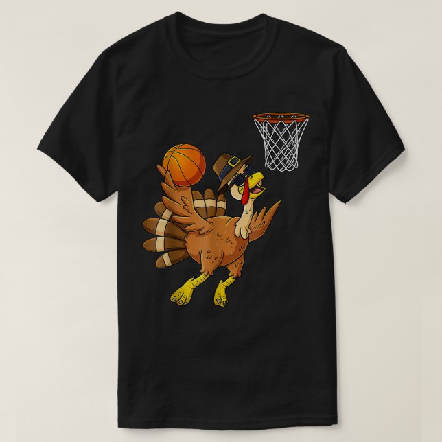 Goodness Poetic Thanksgiving Turkey Basketball Pla T-Shirt (Design Front)