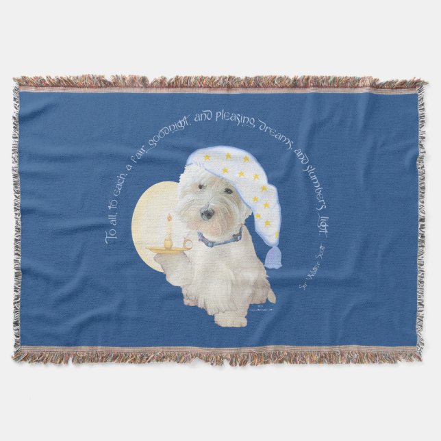 Goodnight Blue Throw Blanket (Front)