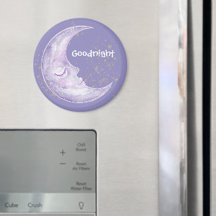 Goodnight Purple Moon Gold Sparkles Stars Magnet