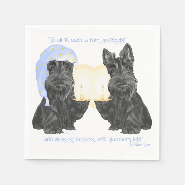 Goodnight Scotties Napkin (Front)