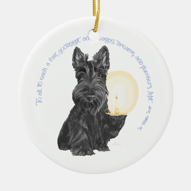 Goodnight Scottish Terrier Ceramic Tree Decoration (Front)