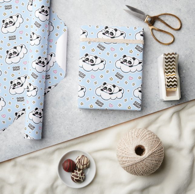 Goodnight Sleeping Panda Bear Wrapping Paper (Crafts)