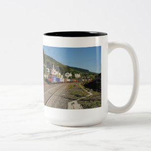 Goods train in Lorch on the Rhine Two-Tone Coffee Mug