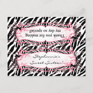 Goody Bag Topper Girly Butterfly Zebra Print Patte Postcard