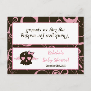 Goody Bag Topper Girly Girl Pink Punk Skull Invitation Postcard