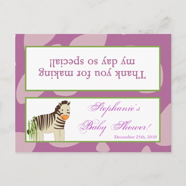 Goody Bag Topper Jacana Purple Animals Invitation Postcard (Front)