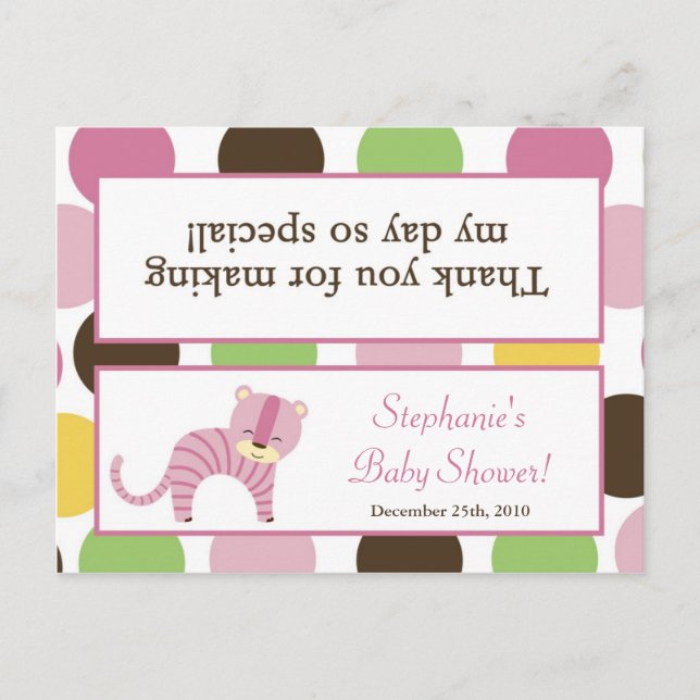 Goody Bag Topper Jungle Queen Tiger Safari Anima Invitation Postcard (Front)