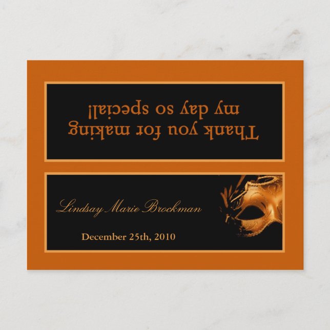 Goody Bag Topper Sweet 16 Orange Black Party Invitation Postcard (Front)