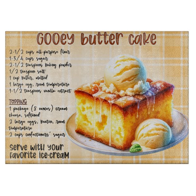 Gooey Butter Cake Recipe Cutting Board (Front)