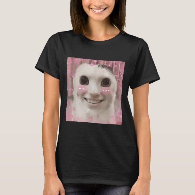 Goofy Ahh Cat Meme Dank Cursed Weirdcore Cringey B T-Shirt (Front)