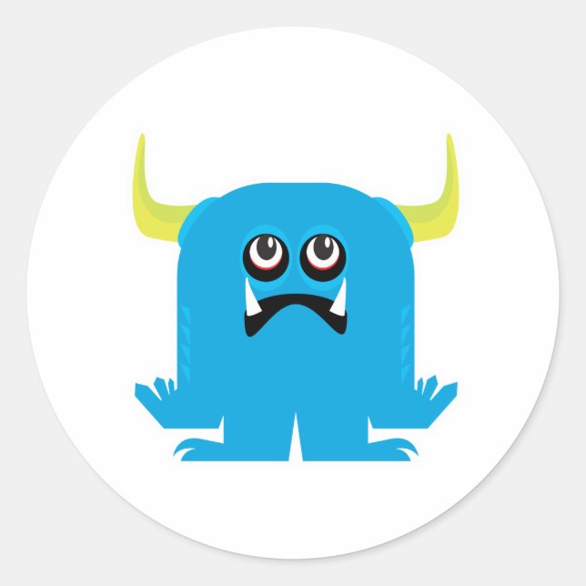 goofy blue monster classic round sticker (Front)