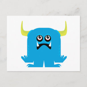 goofy blue monster postcard