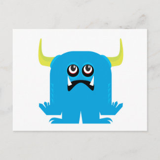 goofy blue monster postcard