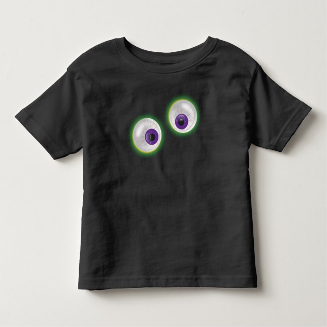Goofy Cartoon Ghost Eyeballs Eyes Halloween Toddler T-Shirt (Front)