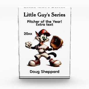 Goofy Cat Baseball Pitcher Five Text Areas Photo Block