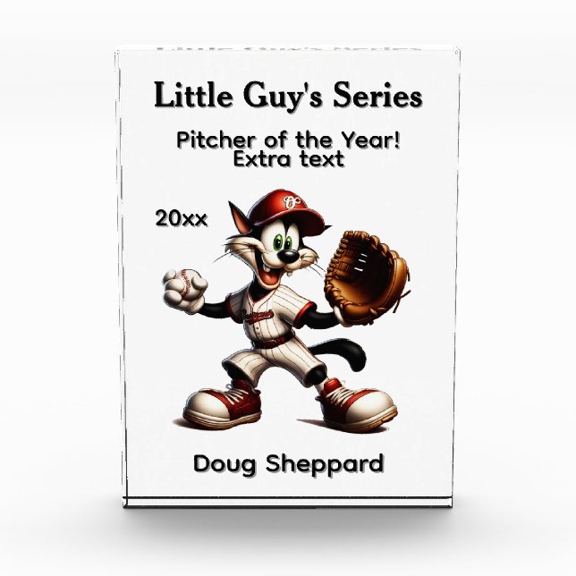 Goofy Cat Baseball Pitcher Five Text Areas  Photo Block (Front)