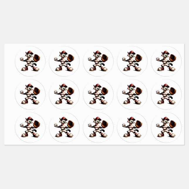 Goofy Cat Baseball Pitcher Winds Up (Sheet)