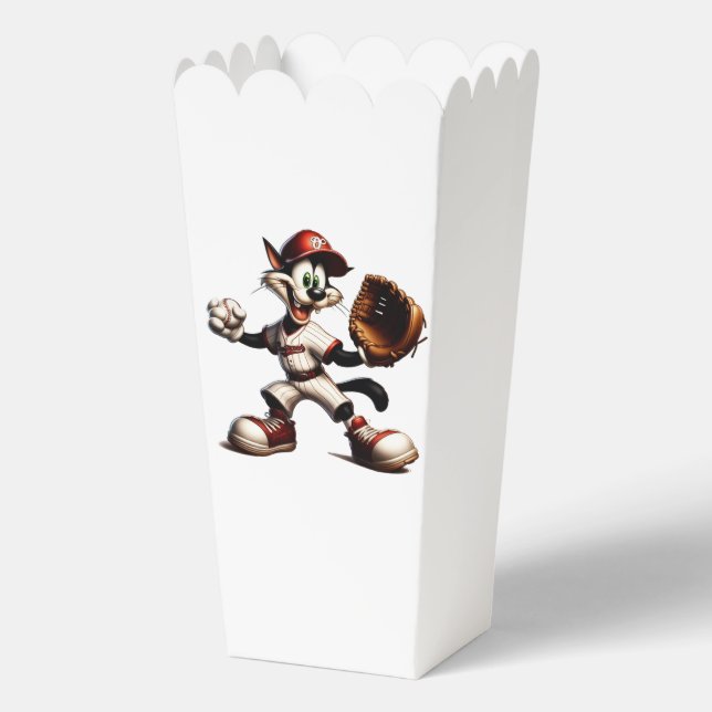 Goofy Cat Baseball Pitcher Winds Up Favour Box (Front)