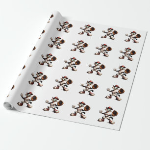 Goofy Cat Baseball Pitcher Winds Up Wrapping Paper