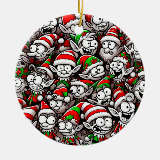 Goofy Christmas Elves Ceramic Tree Decoration