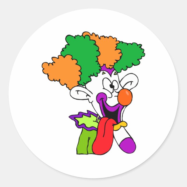 Goofy clown tongue out classic round sticker (Front)
