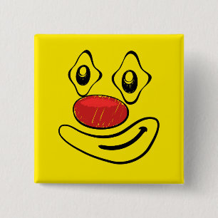 Goofy Clown Yellow Face 15 Cm Square Badge