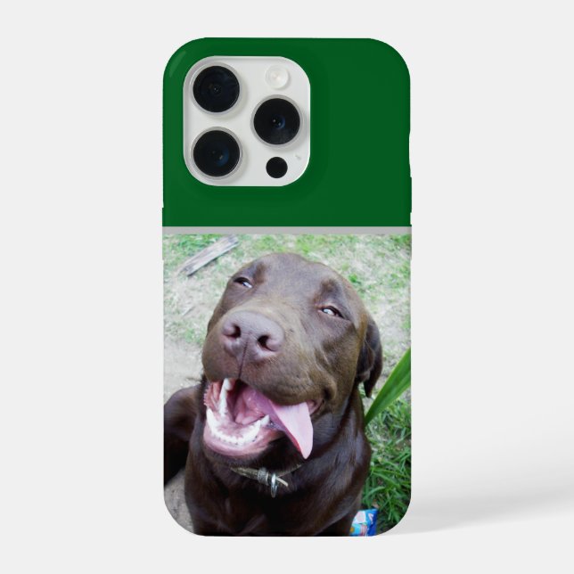 Goofy Delights: Chocolate Brown Labrador Puppy, iPhone Case (Back)