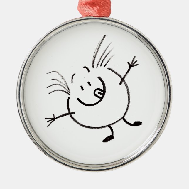 Goofy Doodle Guy Round Ornament (Front)