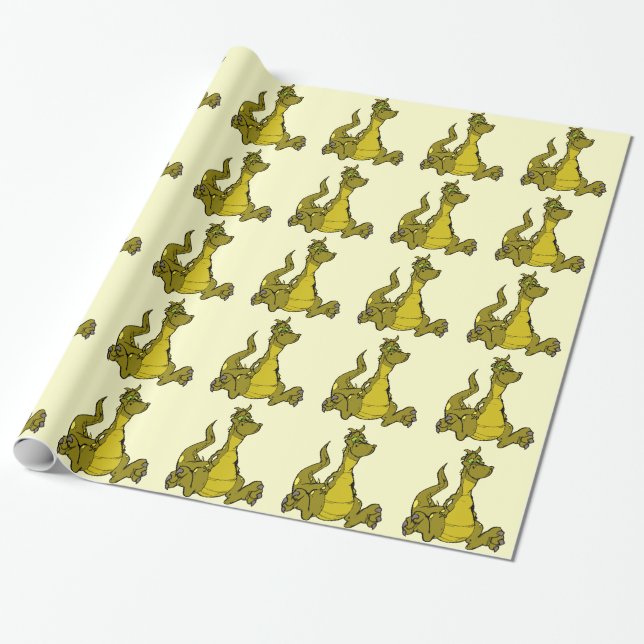Goofy Dragon Wrapping Paper (Unrolled)