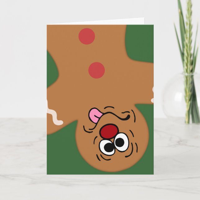 Goofy Gingerbread Man Cookie Holiday Card (Front)