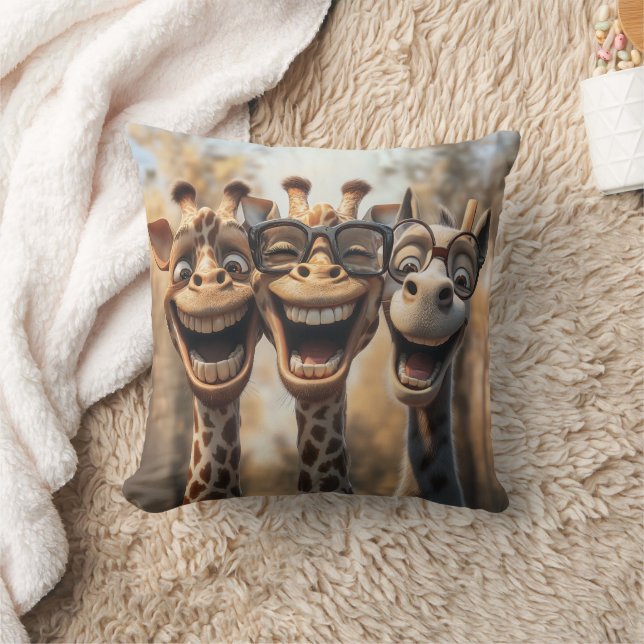 Goofy Giraffes in Glasses Cushion (Blanket)
