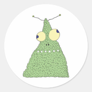 goofy green blob monster classic round sticker