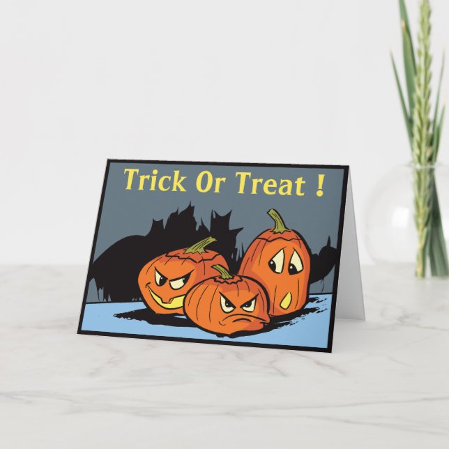 Goofy Jack-O-Lantern Trio Halloween Card (Front)
