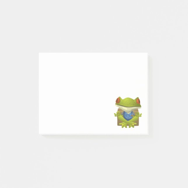 Goofy Little Meditating Green Tree Frog Post-it Notes (Front)