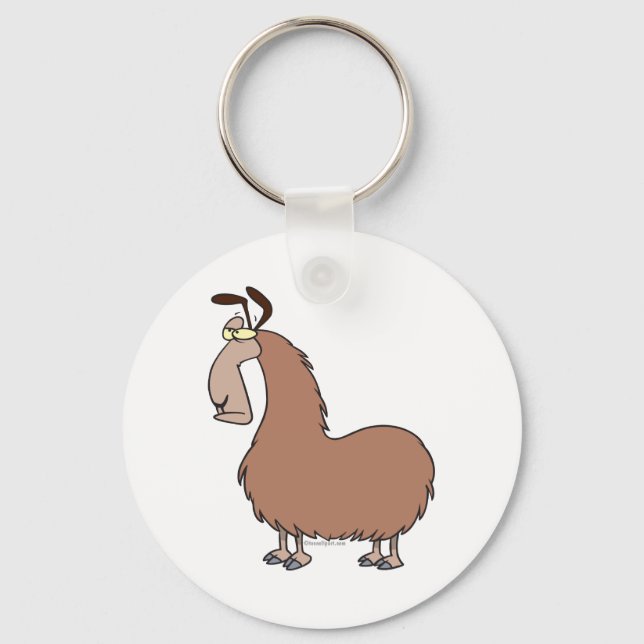 goofy llama cartoon key ring (Front)