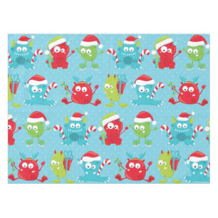 Goofy Monsters on Blue Holiday Tablecloth