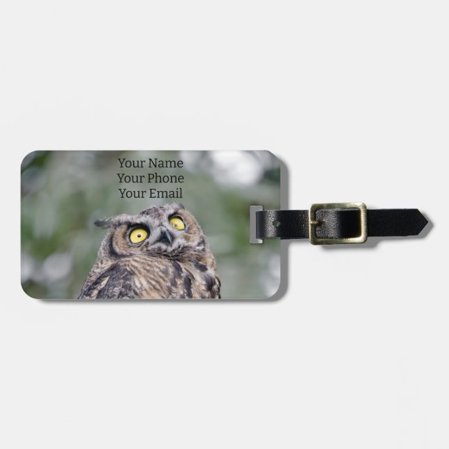 Goofy Owl Luggage Tag (Front Horizontal)