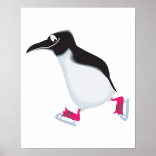goofy penguin on iceskates poster