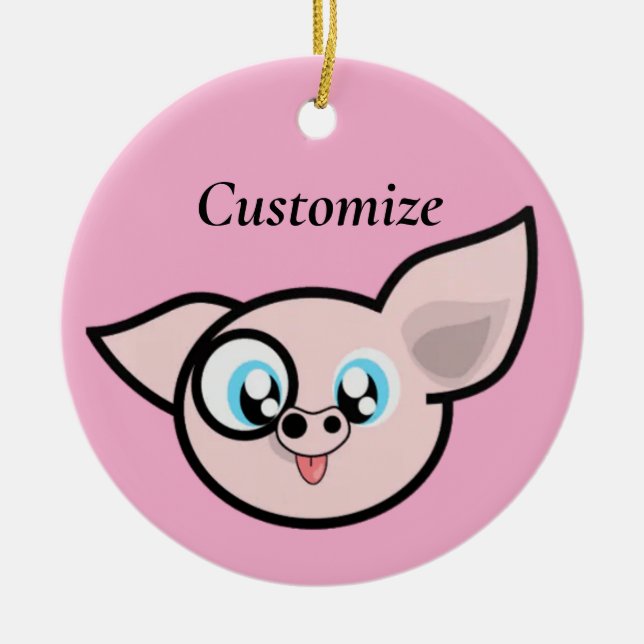 Goofy Pig Smiling Thunder_Cove Ceramic Tree Decoration (Front)