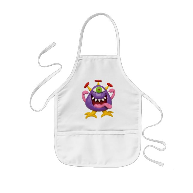 Goofy Purple Monster Kids Apron (Front)